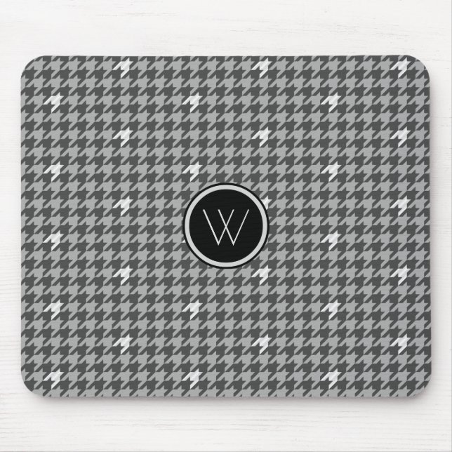 Mousepad Cinza com o tousepad Houndstooth de Destaque de Pr (Frente)