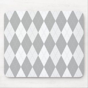 Mousepad Cinza Cromo Argyle cinza de luz Pequena Forma de D