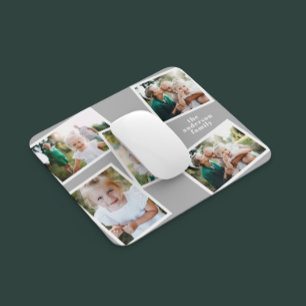 Mousepad Cinza de decoração da família de fotos múltipla do
