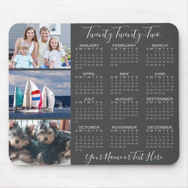 Mousepad cinza de Na moda de Colagem de Fotos do Calendário (Frente)