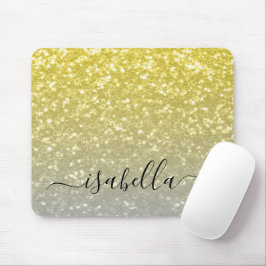 Mousepad Cinza de ouro leve ombre faux sparkles Nome person