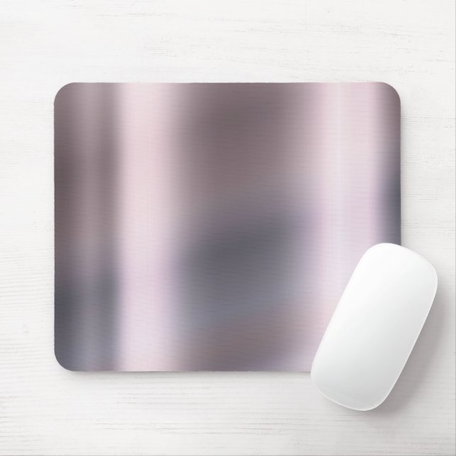 Mousepad Cinza de prata Monocrom Rosa metálico mínimo (Com mouse)