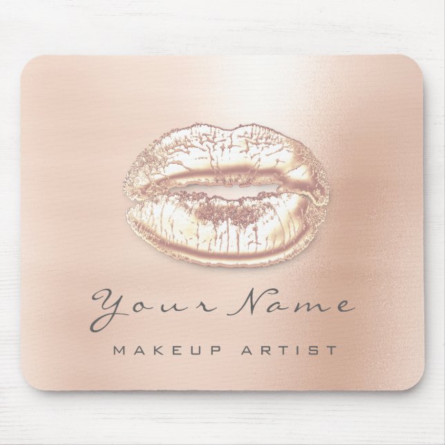 Mousepad Cinza Dourada Cinza Nome Metálico Lábios Makeup Ki (Frente)