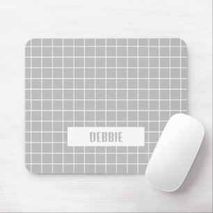 Mousepad Cinza e blocos de azulejo brancos personalizados