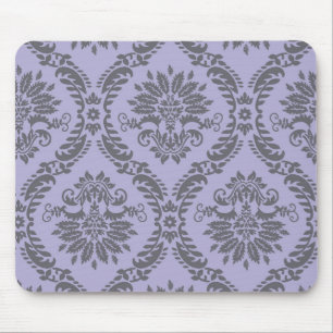 Mousepad cinza e damasco roxo