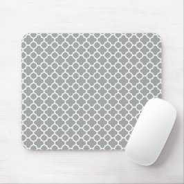 Mousepad Cinza e Quatrefoil Branco