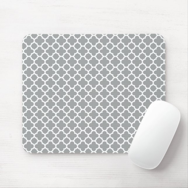 Mousepad Cinza e Quatrefoil Branco (Com mouse)