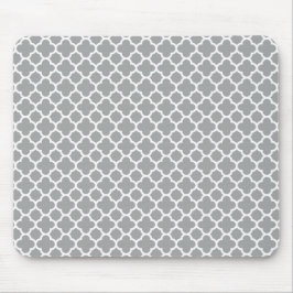 Mousepad Cinza e Quatrefoil Branco