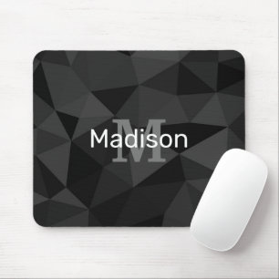Mousepad Cinza escura Padrão geométrico de malha preto Mono