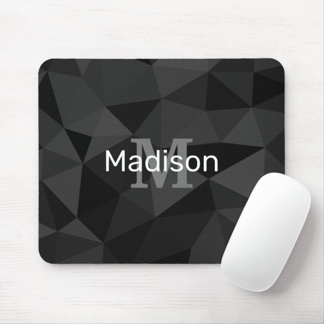 Mousepad Cinza escura Padrão geométrico de malha preto Mono (Com mouse)