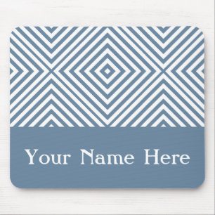 Mousepad Cinza francesa Diamond Chevron com nome personaliz