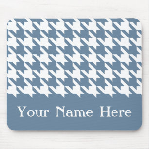 Mousepad Cinza francesa Elegant Houndstooth com nome person