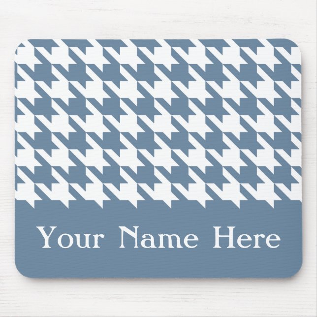 Mousepad Cinza francesa Elegant Houndstooth com nome person (Frente)