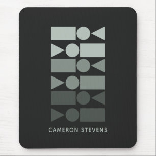 Mousepad Cinza Geométrica Mínima Verde Design Personaliza