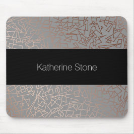 Mousepad Cinza geométrico do teste padrão do ouro