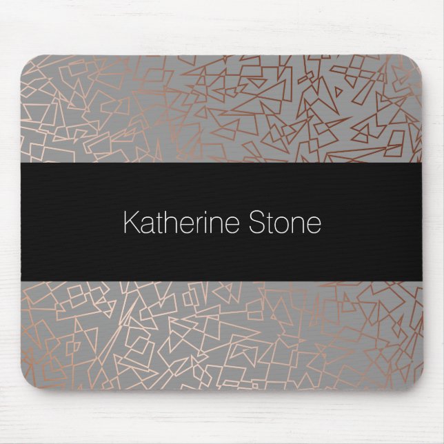 Mousepad Cinza geométrico do teste padrão do ouro (Frente)