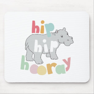 Mousepad Cinza Hip Hip Hooray Desenho Hippo