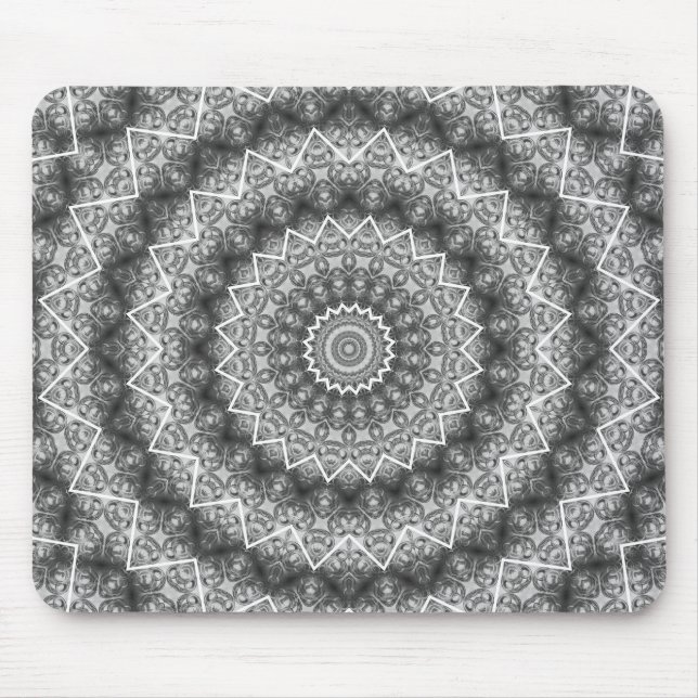 Mousepad Cinza leve Caleidoscópio / Mandala (Frente)