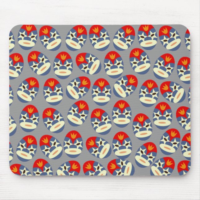 Mousepad Cinza Lucha Libre Máscaras (Frente)