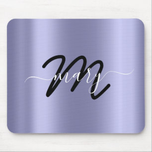 Mousepad Cinza Monograma de Nome Mínimo Azul Enfumaçado