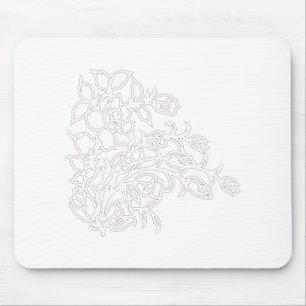 Mousepad Cinza Pálida, Leite Branco, design floral