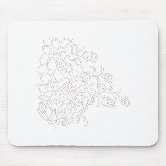 Mousepad Cinza Pálida, Leite Branco, design floral (Frente)