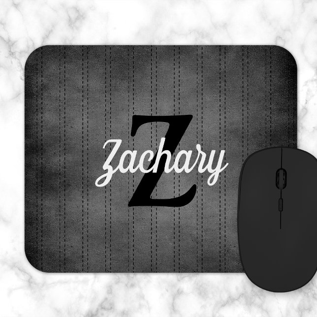 Mousepad Cinza Personalizada Pinagem Pinstripe Monograma Re (Criador carregado)