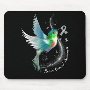 Mousepad Cinza Ribbon Hummingbird Cancer de consciência Mon