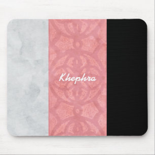 Mousepad Cinza Rosa-Rosa-Rosa-Rosa, Aquarela E Nome