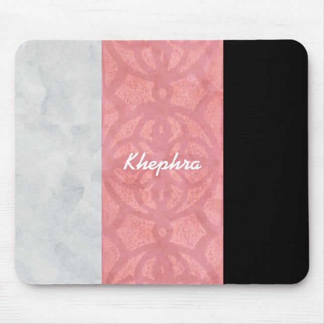 Mousepad Cinza Rosa-Rosa-Rosa-Rosa, Aquarela E Nome (Frente)