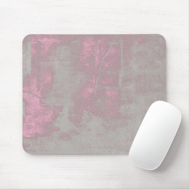 Mousepad Cinza Rosa Rustic Mallow, Abstrato, n.º 42 (Com mouse)