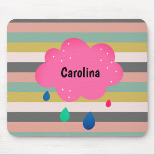 Mousepad Cinza Rosa Stripes Nome Retroativo