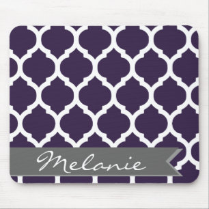 Mousepad Cinza Roxo Escuro Lattice & Banner marroquino