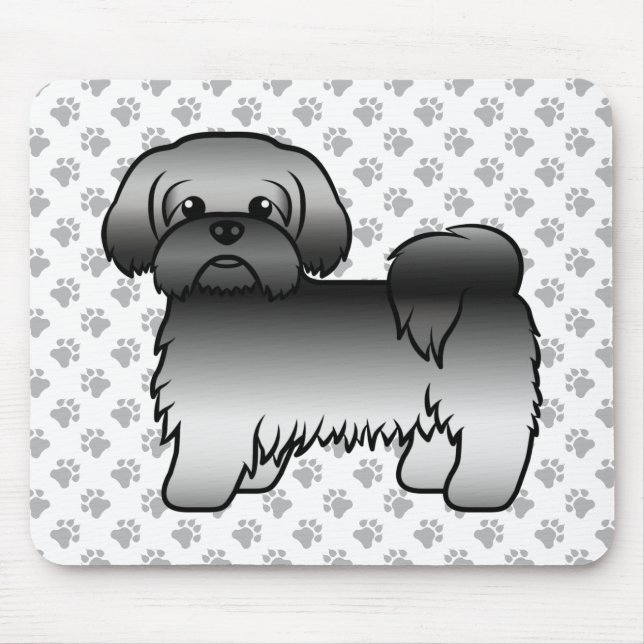 Mousepad Cinza Shih Tzu Cute Cartoon Dog Ilustração (Frente)