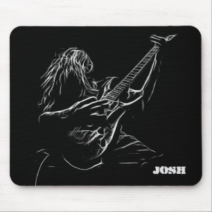 Mousepad Cinza Silhouette Guitarist