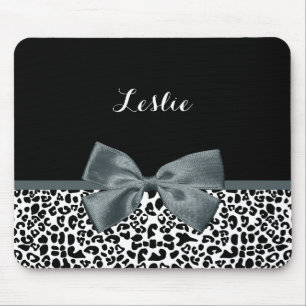 Mousepad Cinza Sofisticado De Impressão Leopard Arco Com N