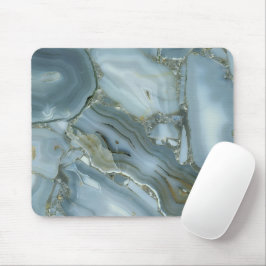 Mousepad Cinza Turquesa Crachada Textura Azul de Mármore Ve