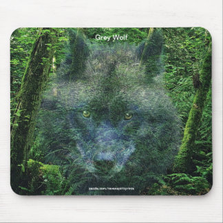 Mousepad Cinza Wolf & Forest Wildlife Support Animal Art