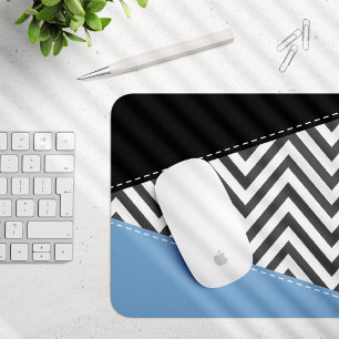 Mousepad Cinza Zigzag, Cinza Chevron, Zigzag Patterno, Azul