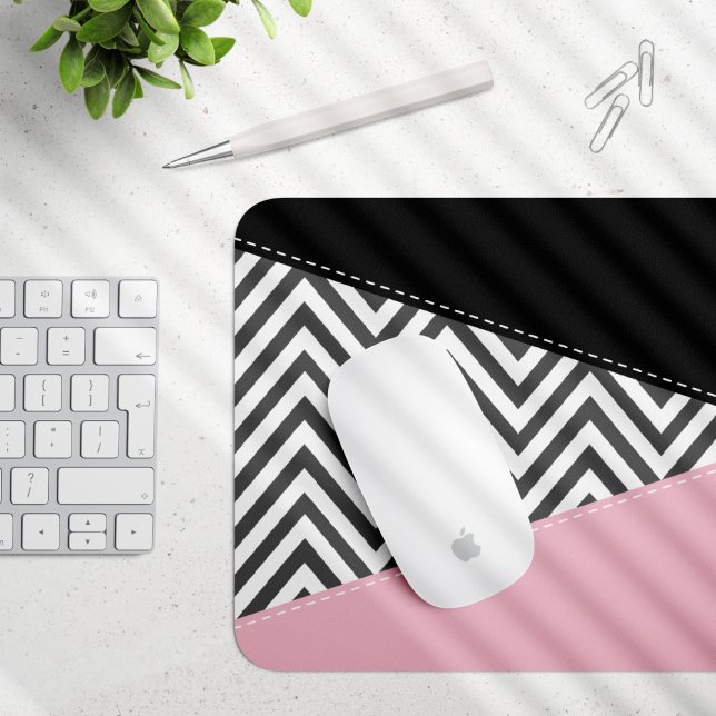 Mousepad Cinza Zigzag, Cinza Chevron, Zigzag Patterno, Rosa (Criador carregado)