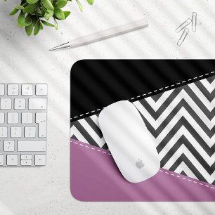 Mousepad Cinza Zigzag, Cinza Chevron, Zigzag Patterno, Roxo