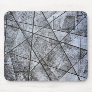 Mousepad Cinzas brancas de Linhas Pretas retângulos abstrat