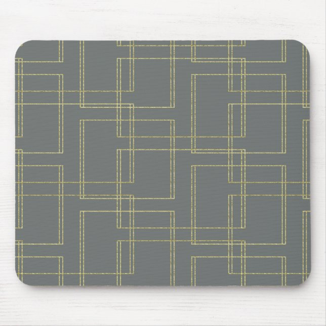 Mousepad Cinzas Chic e Glam Geométrico Dourado (Frente)