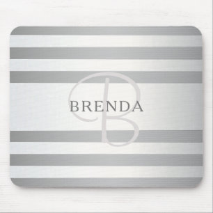 Mousepad Cinzas de Gradação de Prata de Monogramas Faux