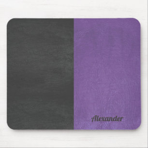 Mousepad cinzas de tela plana e textura de couro azul