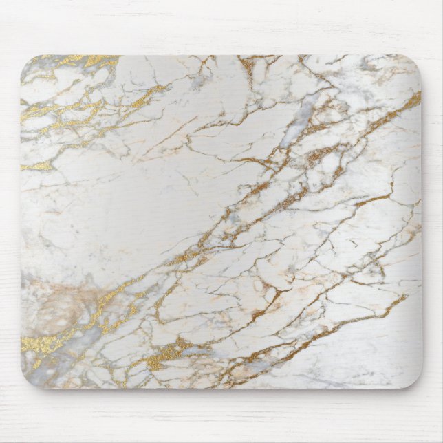Mousepad Cinzas Douradas de Abstrato Silver Marble, Único (Frente)