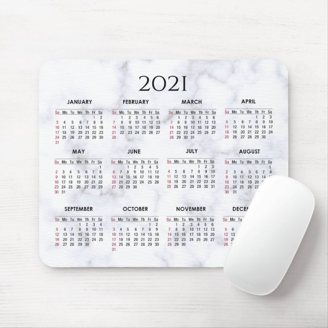 Mousepad Cinzas e mármore branco| Calendário Personalizado  (Com mouse)