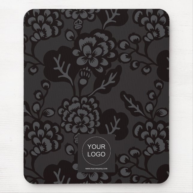 Mousepad Cinzas e Padrão Floral Negro Vibrante e Negrito (Frente)