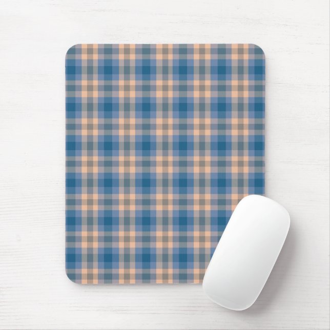 Mousepad Cinzas E Pêssegos Azuis Xadrezes (Com mouse)