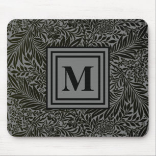 Mousepad Cinzas Elegantes e Monogramas Negros William Morri